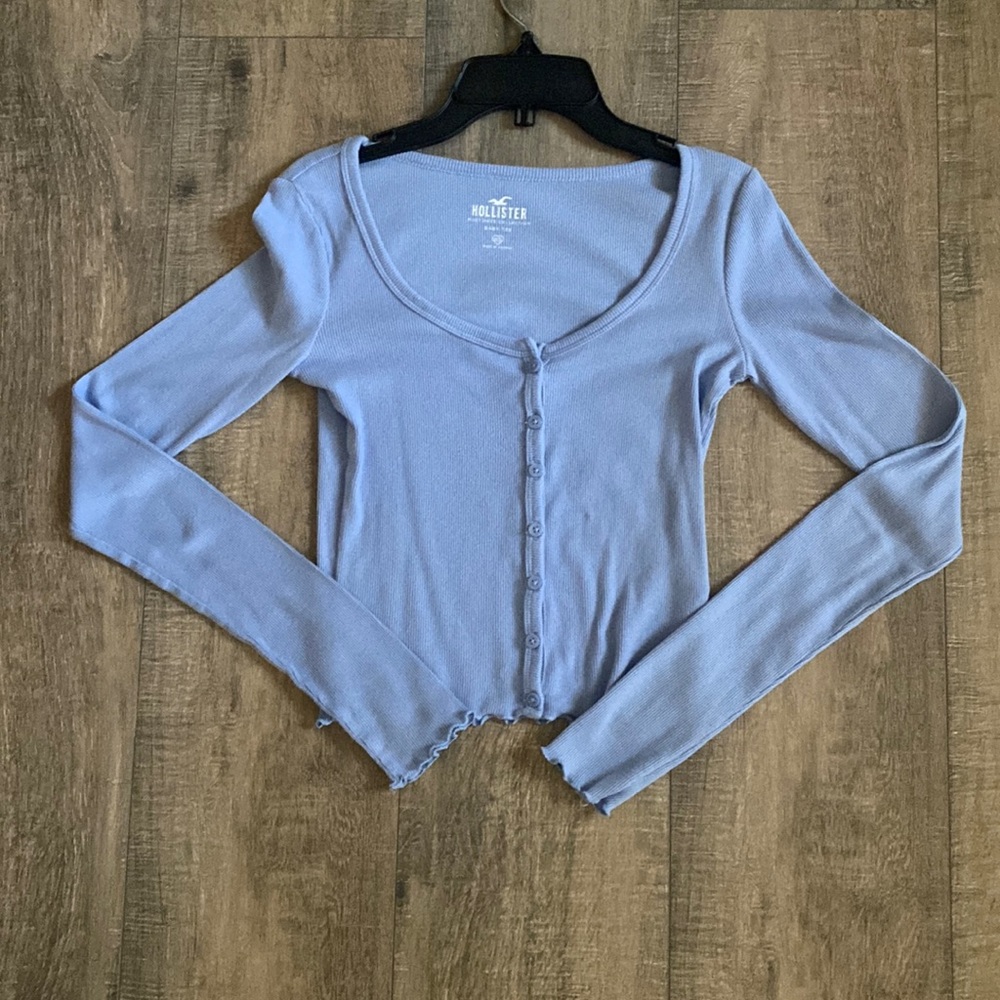 Light blue button down crop top from Hollister